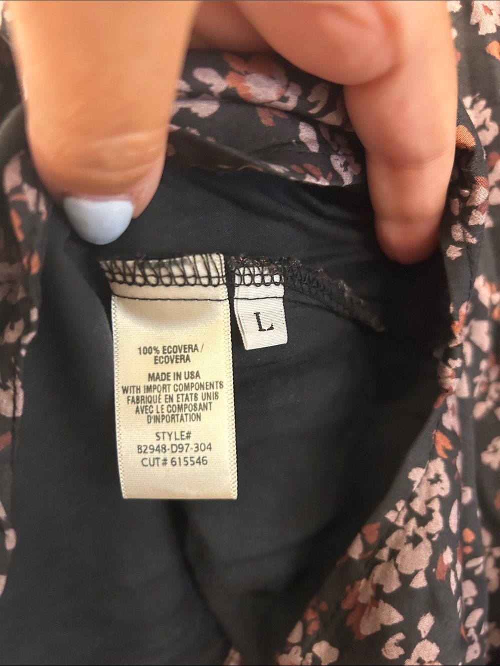Bella Dahl Black Floral Button-Front Blouse - Picture 6 of 8